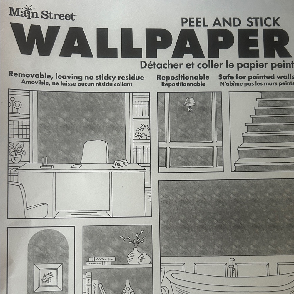 50 sheets of Peel and Stick Wallpaper - Gray with gold veins